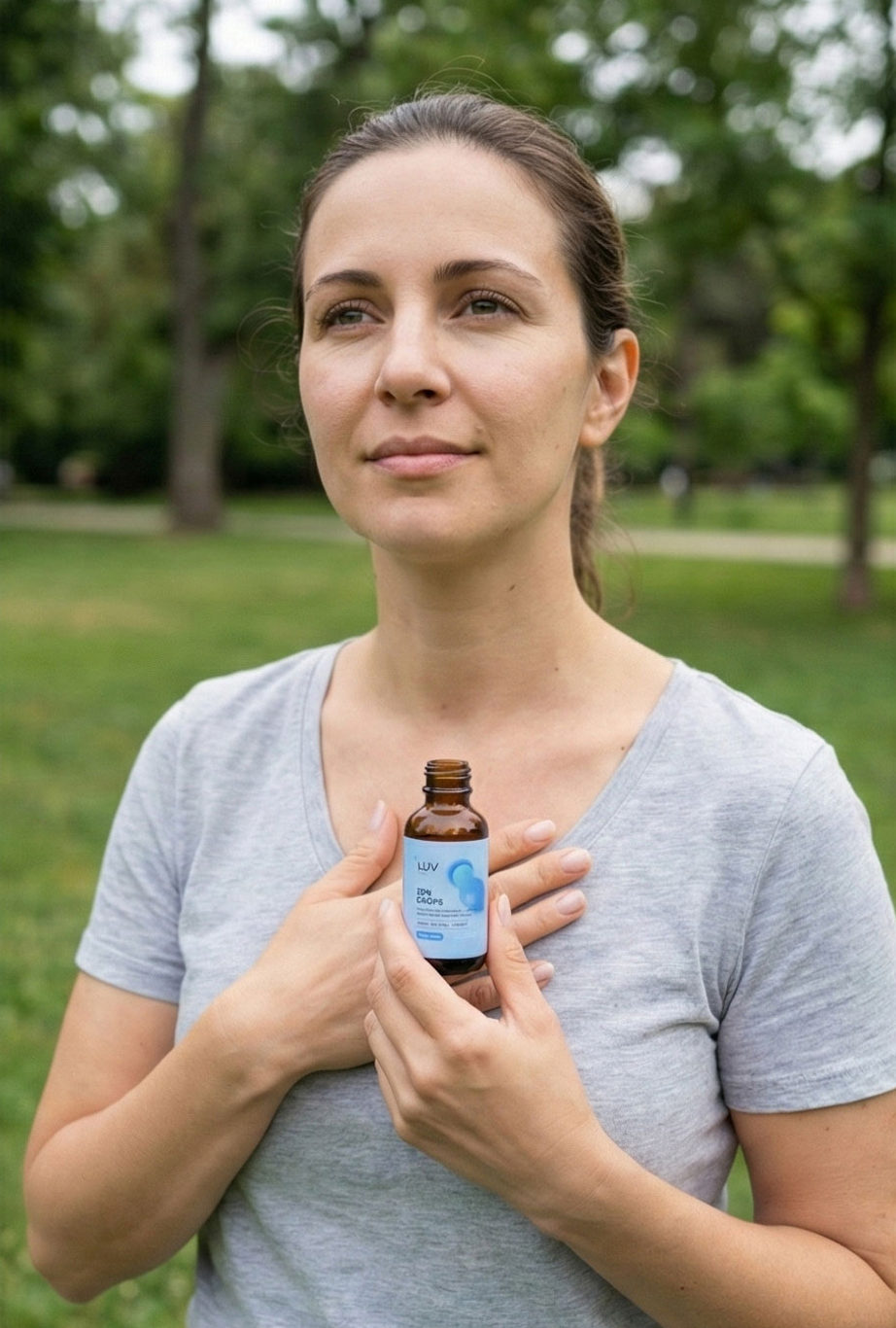 Michelle holding Zen Drops
